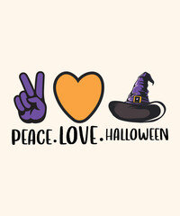 Peace love Halloween vector t-shirt design