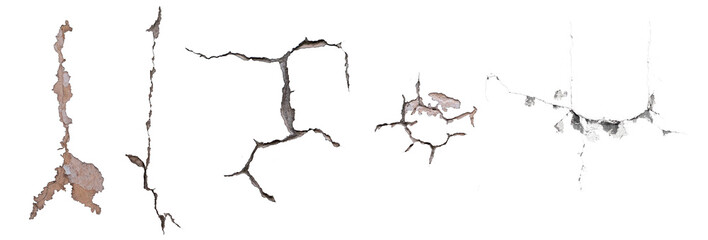 Pared agrietada, grieta de pared o piso fondo transparente