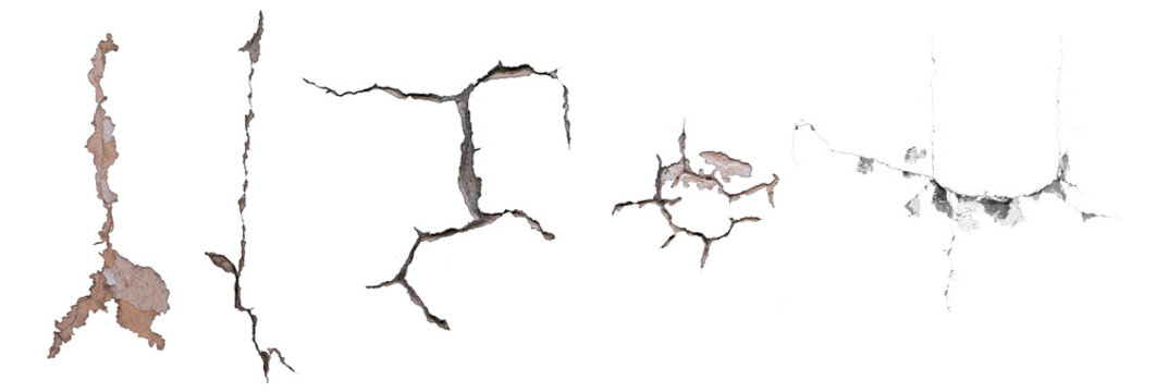 Pared agrietada, grieta de pared o piso fondo transparente