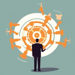 Direction. Leader. The Manager chooses a direction. Business vector illustration, Generative AI