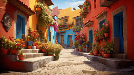 Obraz premium Vibrant street in the town of Santa Fe, Peru