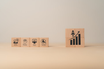 Growth hacking concept. A modern approach to marketing, combining creativity and technical savvy to rapidly increase business growth. Using digital tools, data driven and automation to drive growth.