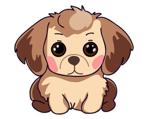 cartoon puppy sitting. Flat vector illustration