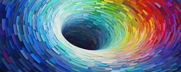 Obraz premium Wave tube like abstract swirl of colors background. Turbulence or tunnel of colors. Mosaic like and color vortex. hand edited Generative AI
