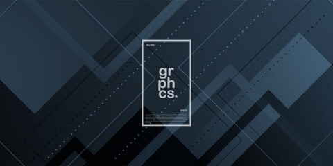 Futuristic design with dark gray triangle stripe pattern geometric vector background overlap layer on dark background. Eps10 vector