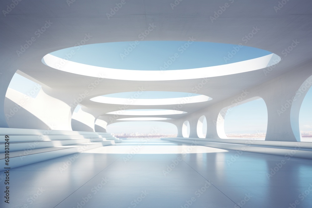 Aufkleber abstract modern architecture with empty concrete floor. ai generated