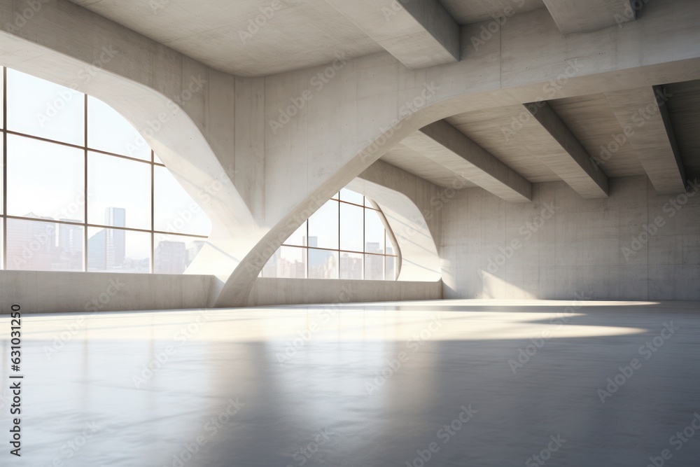 Aufkleber abstract modern architecture with empty concrete floor. ai generated