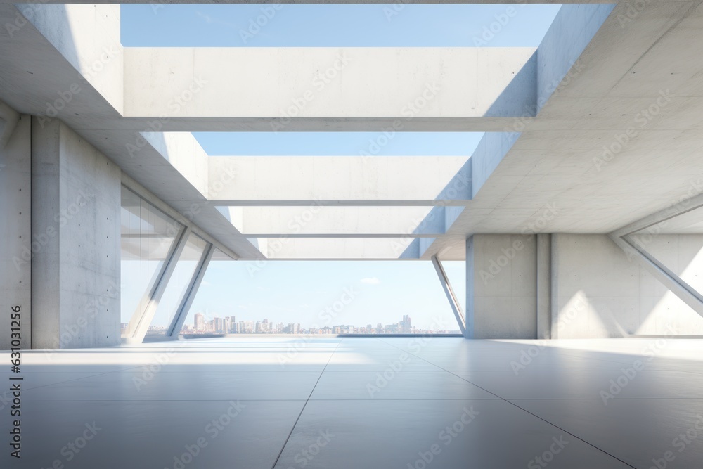 Aufkleber abstract modern architecture with empty concrete floor. ai generated