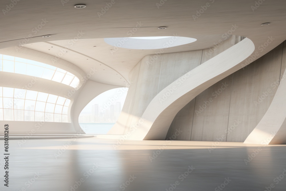 Poster abstract modern architecture with empty concrete floor. ai generated