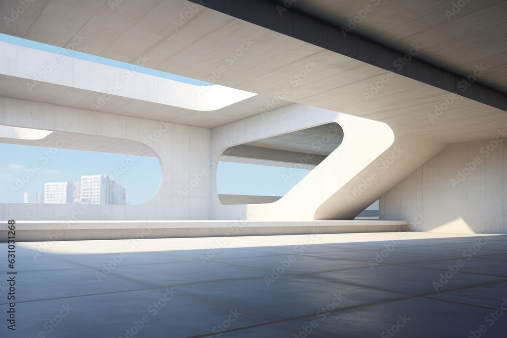 Poster abstract modern architecture with empty concrete floor. ai generated