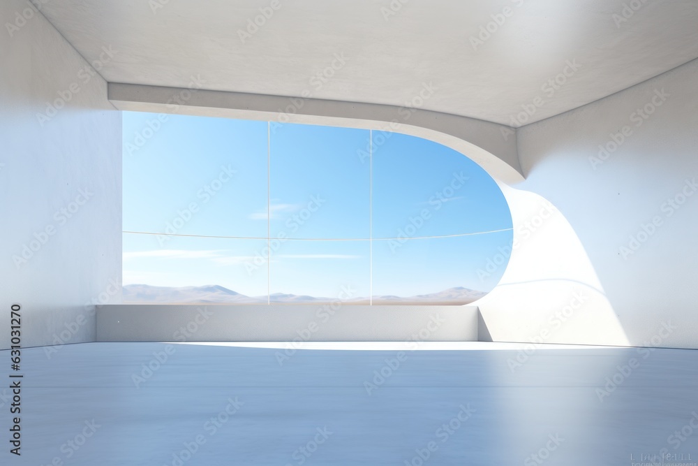 Poster abstract modern architecture with empty concrete floor. ai generated