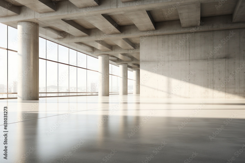 Aufkleber abstract modern architecture with empty concrete floor. ai generated