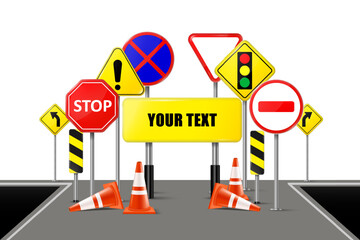 Traffic signs. Road signs. Concept for decision making choices for success.