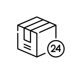 24 hour delivery. Parcel shipment and logistics. Pixel perfect, editable stroke icon