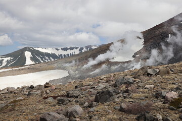 View taken while climbing Asahidake (Mount Asahi), the highest mountain in Hokkaido, Japan