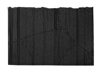 Cardboard Pieces Textured Background. Carton Piece with Copy Space, Ripped Kraft Paper Wallpaper, Black Wrapping Vintage Paper Isolated Top View