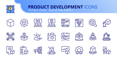 Simple set of outline icons about product development - 631034801