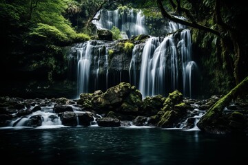 Serene And Minimalistic Waterfall, Generative AI