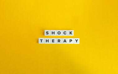 Shock Therapy Term on Letter Tiles on Yellow Background. Minimal Aesthetic.