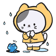 cute cat and kawaii happy character activities cartoon hand drawn transparent background