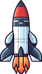 Obraz premium Vibrant and colorful rocket illustration with transparency, perfect for adding a playful and dynamic element to your designs. Generative AI.