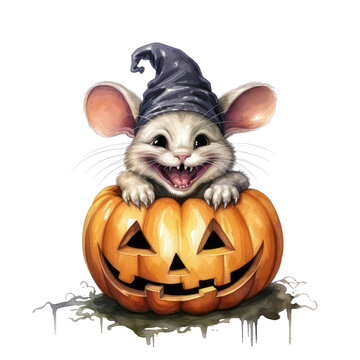 Watercolor Cute Halloween Mouse (AI Generated)