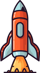 Naklejka premium Vibrant and colorful rocket illustration with transparency, perfect for adding a playful and dynamic element to your designs. Generative AI.
