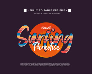 vector surfing emblem for T shirt Design with  text effect editable