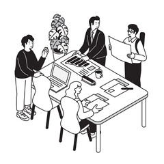 会議をしているビジネスパーソンのイメージイラスト
