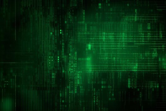 Green digital binary data on computer screen background. Matrix style