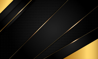 abstract Modern gradient dark black with golden shiny lines overlapping background