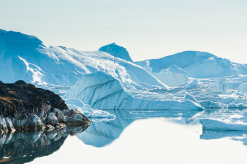 Big icebergs in Ilulissat icefjord, western Greenland.
