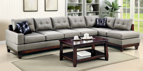 Indoor sofa and wooden table For Background