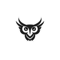 A flat vector simple logo of an Owl