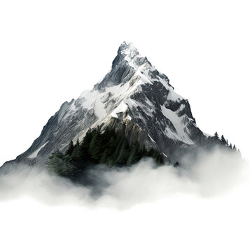 Snow mountain isolated on transparent background. Generative AI