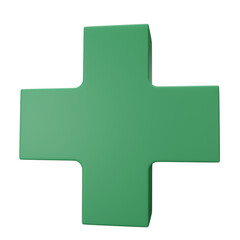 green plus cross icon isolated on white background