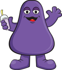 Vector Grimace shake fast food mascot isolated on white. Grimace sticker , label and print. Grimace monster holding shake