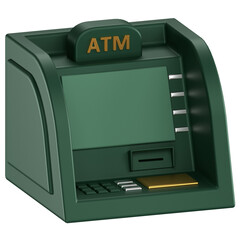 3d icon of a green ATM machine
