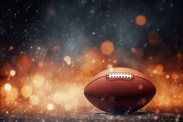 Marketing illustration of a ball from american football on a glitter background.