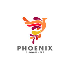 phoenix wing logo animal abstract, luxury and colorful phoenix logo illustration template