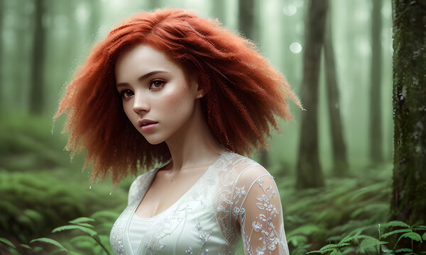 Red-haired Beauty in the Forest