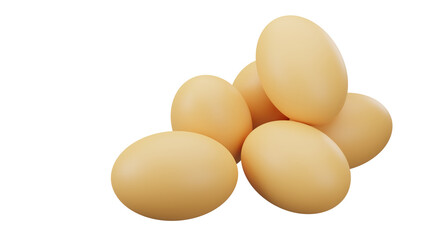 3D rendering of fresh eggs