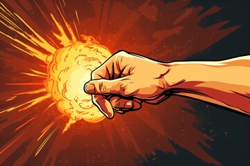 Punching fist. Explosion on the impact.