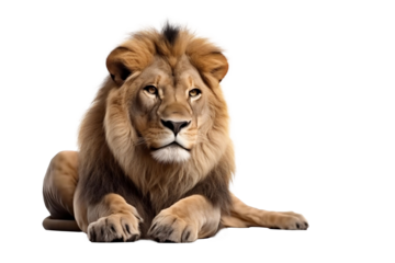 Transparent Lion the king of the jungle, setting on the floor. Transparent Background