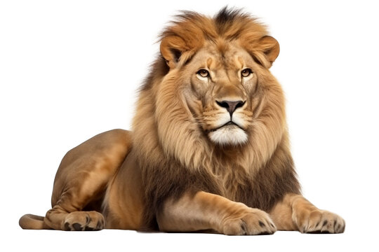 Fototapeta Transparent Lion the king of the jungle, setting on the floor. Transparent Background