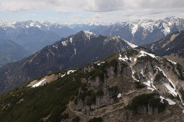 Fototapeta na wymiar View from Kramerspitz mountain to Garmisch-Partenkirchen, Upper Bavaria, Germany