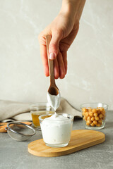 Aquafaba, concept of vegan food and cuisine