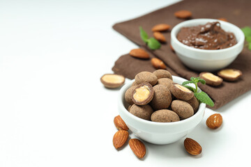Tasty and sweet food - almonds in chocolate