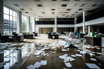 Economic Evacuation: An Office Space Being Cleared Out Due to the Company's Bankruptcy