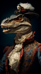 Reptil mit Vintage Kleidung - Klassik, Renaissance